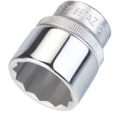 Socle métallique pour clé à douille, argenté brillant, de forme cylindrique et à bord cannelé pour une meilleure prise en main.