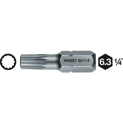 Embout 'HAZET 2211-5' avec entraînement de 6,3 mm (1/4 pouce). Montre la forme du profil et la taille. Idéal pour des travaux de vissage précis.
