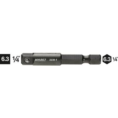 Adaptateur 'HAZET 2228-1', hexagonal, taille : 6,3 mm (1/4 pouce), noir, à gauche : 6,3 mm (1/4 pouce) marquage.