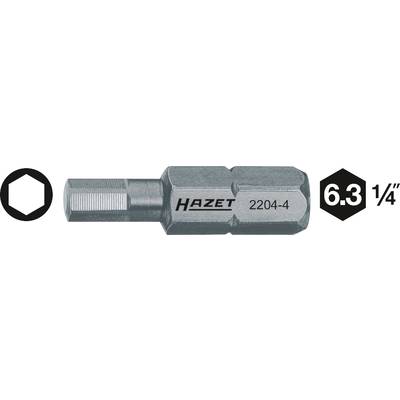 Embout de tournevis hexagonal de Hazet, numéro de modèle 2204-4, spécification de taille de 6,3 mm (1/4 de pouce) identifiable.