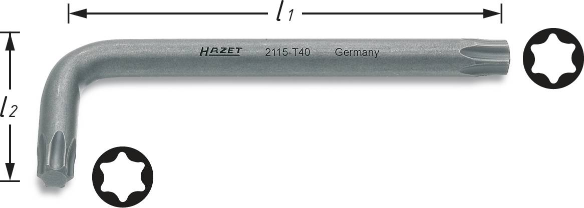 Hazet TORX® intérieur Clé mâle coudée T 25