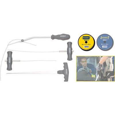 Kit d'outils pour le démontage de vitres automobiles : Comprend des fils de coupe, des poignées et un manuel d'instructions. Nom de marque et modèles visibles sur l'outil.