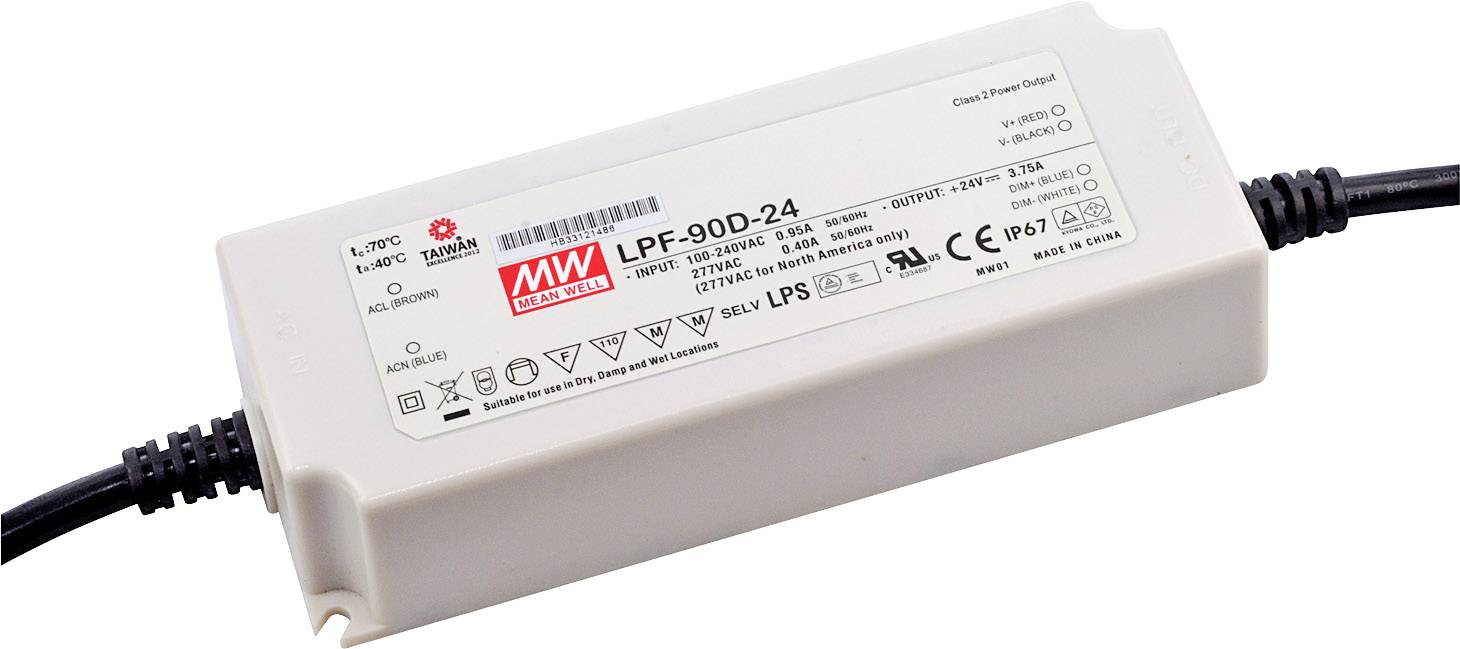 Driver LED MEAN WELL LPF-90D-24 40 W Tension fixe/courant constant
