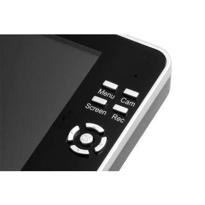 Un appareil électronique noir avec un écran. Sur la droite se trouvent quatre touches portant les libellés « Menu », « Cam », « Screen », « Rec ».