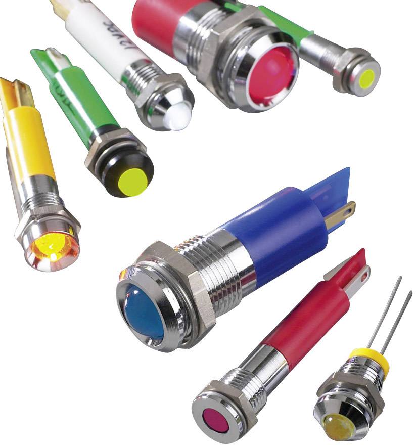 Plusieurs affichages LED de différentes couleurs et formes, adaptés à diverses applications pour l'indication visuelle d'états.
