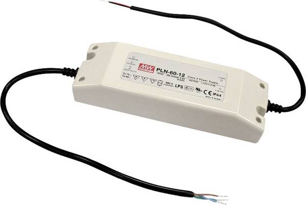 Driver LED MEAN WELL PLN-60-27 60 W 27 V DC 2,3 A Tension fixe/courant constant