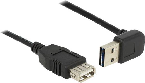 Delock Câble USB  USB 2.0 USB-A mâle, USB-A femelle 1.00 m noir connecteur utilisable des deux cotés, contacts dorés, certifié UL 83547