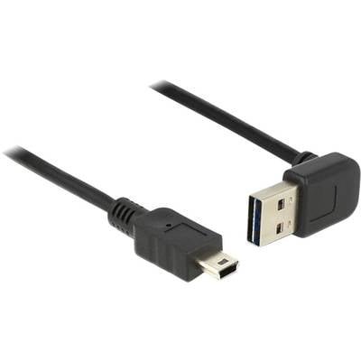 Delock Câble USB USB 2.0 USB-A mâle, USB-Mini-B mâle 2.00 m noir connecteur utilisable des deux cotés, contacts dorés, c