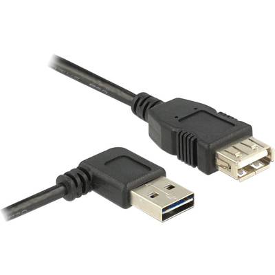 Delock Câble USB USB 2.0 USB-A mâle, USB-A femelle 2.00 m noir connecteur utilisable des deux cotés, contacts dorés, cer