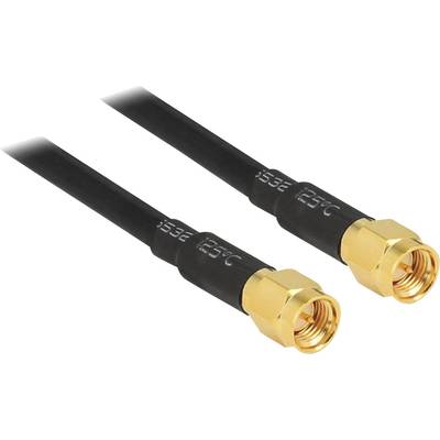 Câble de raccordement pour antenne WiFi Delock 88891 [1x SMA mâle - 1x SMA mâle] 5.00 m noir contacts dorés