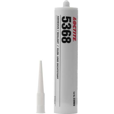 Un tube blanc de mastic-colle Loctite 5368, 310 ml, avec embout amovible. Adapté pour divers travaux de scellement et de collage.