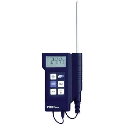 Un thermomètre numérique avec une sonde insérée affiche '24,4°C' sur un écran LCD. Quatre boutons de commande sont visibles.