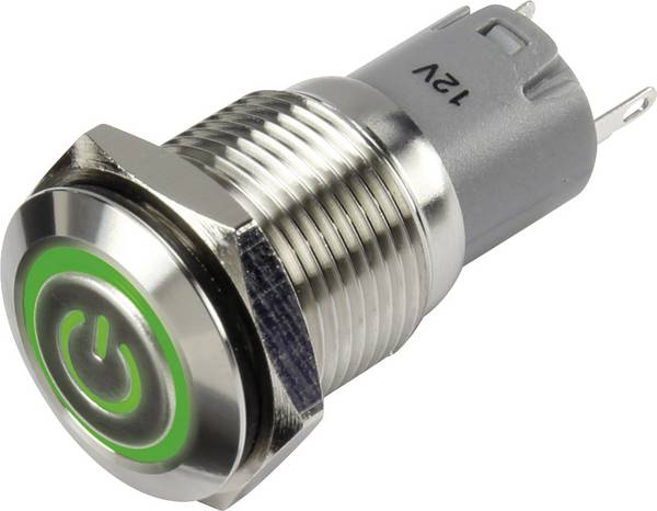 Interrupteur à pression TRU COMPONENTS LAS2GQF-11ZET/G/12V/S/P 1303025 48 V/DC 2 A 1 x On/On IP65 à accrochage 1 pc(s)