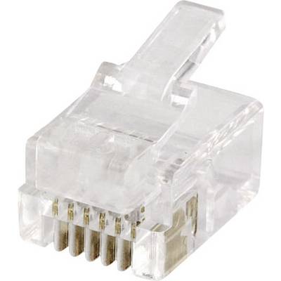 Un connecteur RJ45 transparent, couramment utilisé pour les connexions Ethernet dans les réseaux.