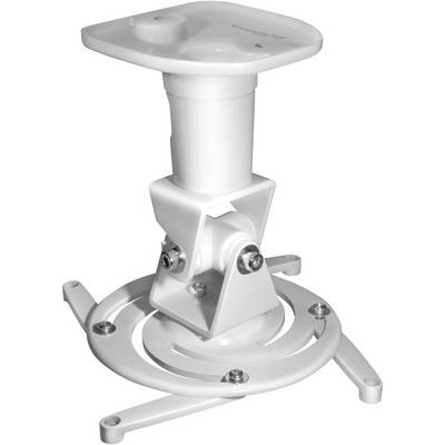 Un support de projecteur blanc avec bras ajustable et vis de fixation, adapté pour le montage au plafond des projecteurs.