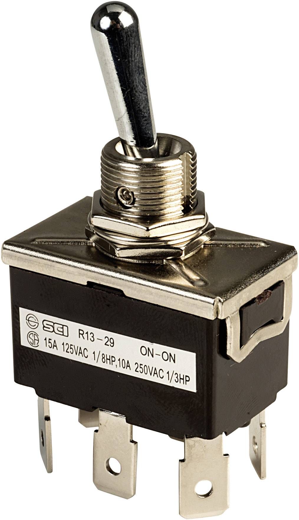 Interrupteur à levier 2 x On/On SCI R13-29B 250 V/AC 10 A à accrochage 1 pc(s)