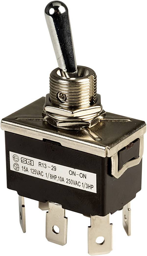 Interrupteur à levier 2 x On/On SCI R13-29B 250 V/AC 10 A  à accrochage 1 pc(s)