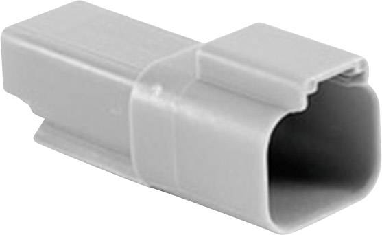 Connecteur rectangulaire en plastique gris avec un espace creux, probablement destiné à des raccordements électriques.