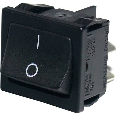 Un interrupteur à bascule noir avec des marquages de position 'I' pour Marche et 'O' pour Arrêt, permettant de mettre en marche ou d'éteindre des appareils électriques.