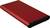 Boîtier de disque dur externe mince en métal rouge, avec des extrémités noires.