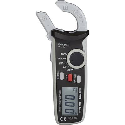 Appareil de mesure de courant numérique avec fonction pince, commutateur indiquant 'True RMS AC', affichage LCD indiquant '0,00', adapté pour CAT III 600V et CAT II 300V.