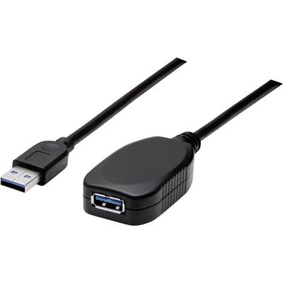 Câble d'extension USB, noir, avec une fiche USB d'un côté et un port USB de l'autre, adapté pour le transfert de données.