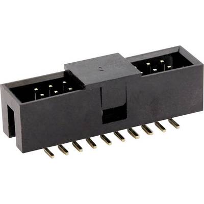'Connecteur plat rectangulaire à 13 broches, avec boîtier en plastique noir et broches dorées, pour connexions électroniques.'