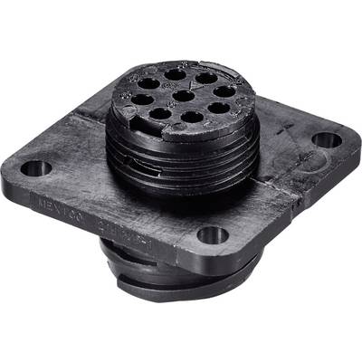 Connecteur électrique noir à plusieurs broches sur base rectangulaire, adapté aux applications industrielles.