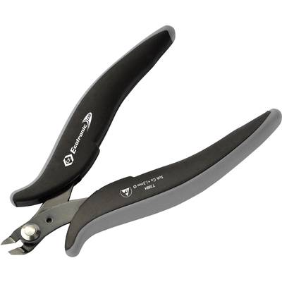 Une pince de précision noire avec une poignée ergonomique, adaptée pour couper des fils fins et des composants électroniques.