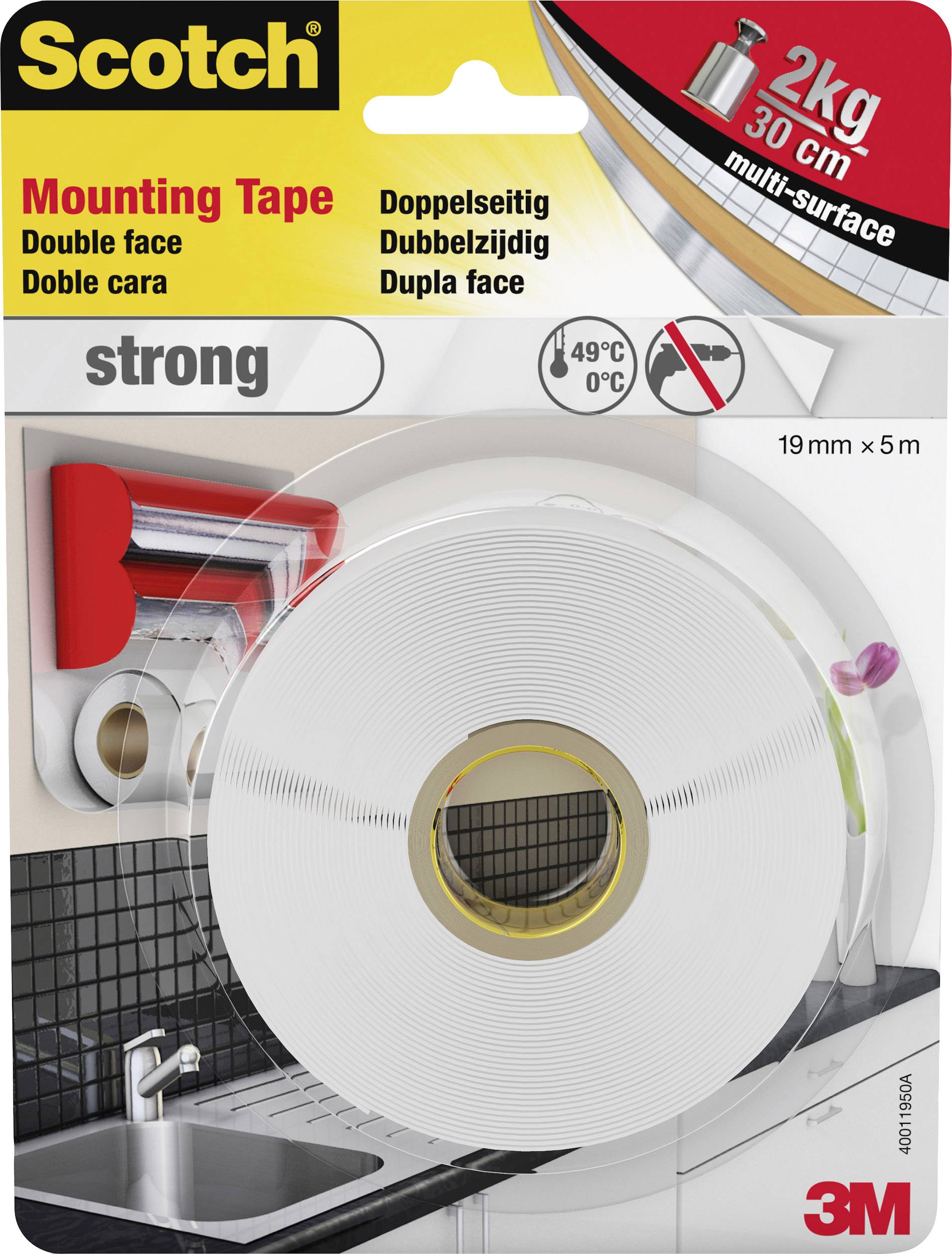 Ruban de montage 3M 40011950 blanc (L x l) 5 m x 19 mm 1 pc(s)-0
