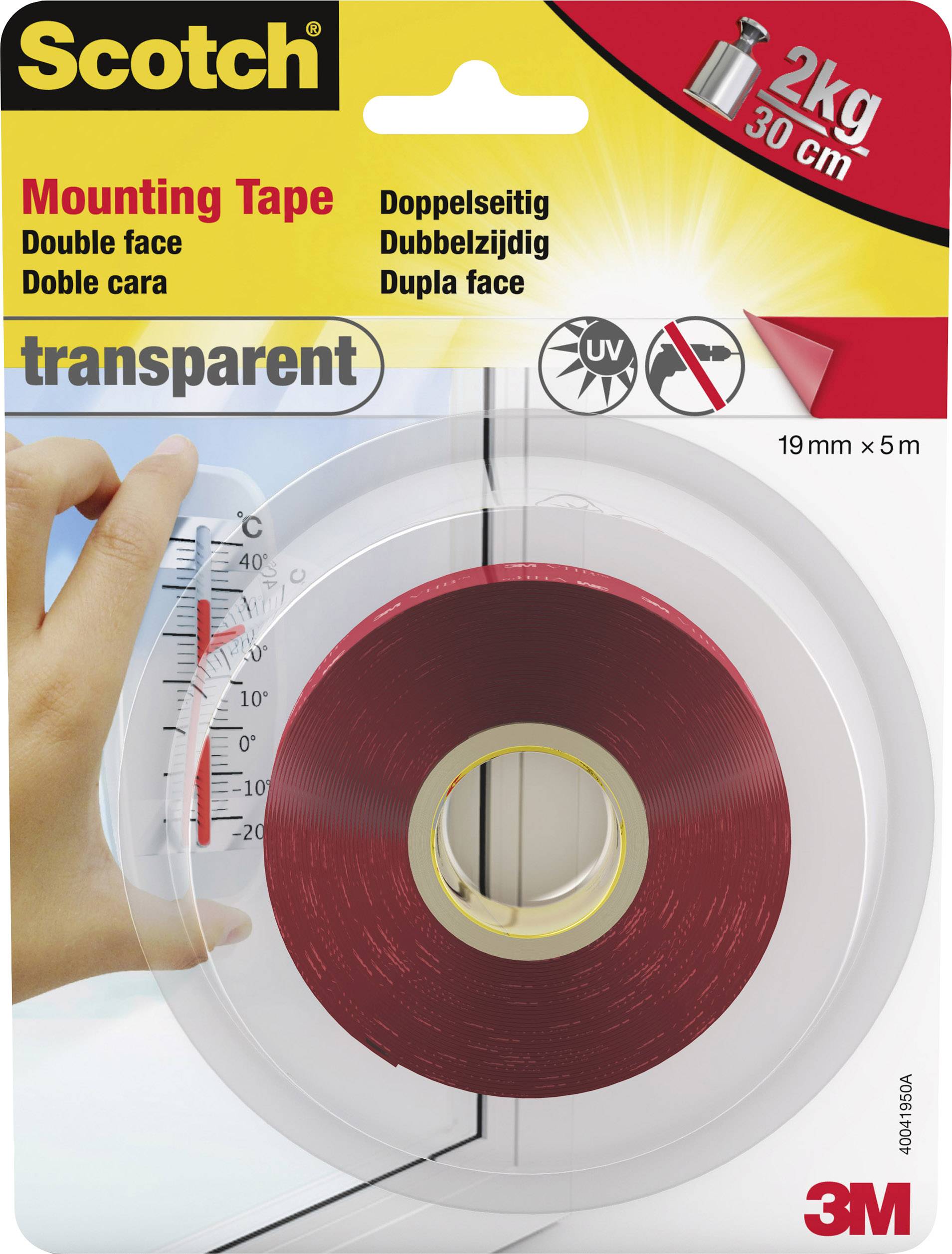 Ruban de montage 3M 40041950 transparent (L x l) 5 m x 19 mm 1 pc(s)-0