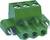 Connecteur vert à trois broches avec bornes à vis pour connexions électroniques, orientation horizontale.