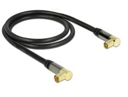 Câble d'antenne noir avec fiches coudées plaquées or aux deux extrémités.