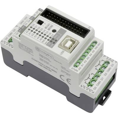 Boîtier de commande électronique avec port USB et plusieurs bornes de connexion pour différentes options d'entrée et de sortie.
