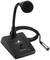 Microphone de table noir avec col de cygne flexible, bouton marche/arrêt et connecteur XLR. Modèle : PDM-302. Idéal pour les discours ou les réunions.