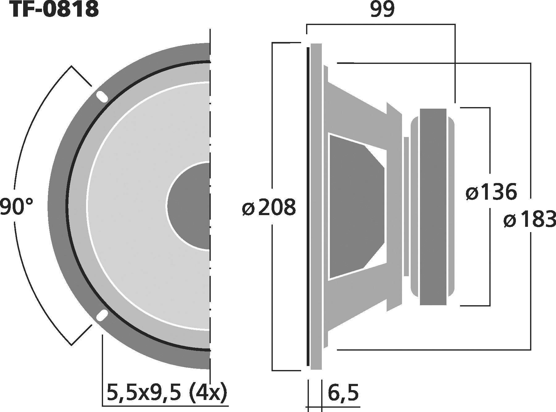 Monacor TF-0818 8 pouces 20.8 cm Woofer 100 W 8 Ω-2