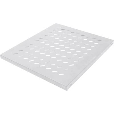 Plaque métallique blanche, rectangulaire, avec des trous ovales disposés en motif régulier, reposant sur une surface plane.