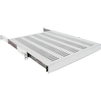 Étagère de montage métallique avec fentes de ventilation, conçue pour supporter et refroidir les équipements dans les armoires serveur.