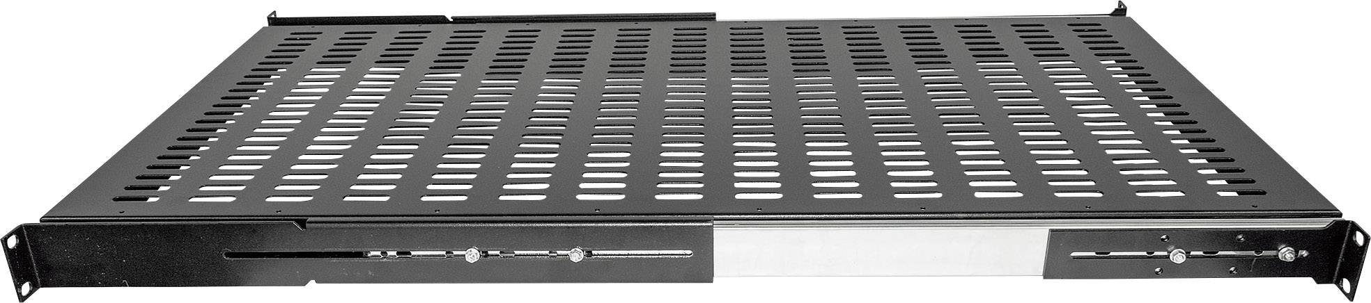Étagère métallique perforée noire, adaptable en rack, conçue pour la ventilation, convenant aux armoires serveur ou aux équipements électroniques.