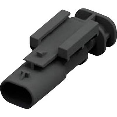 Un connecteur en plastique noir, de forme rectangulaire, avec plusieurs éléments de fixation. Principalement utilisé pour les connexions électriques.