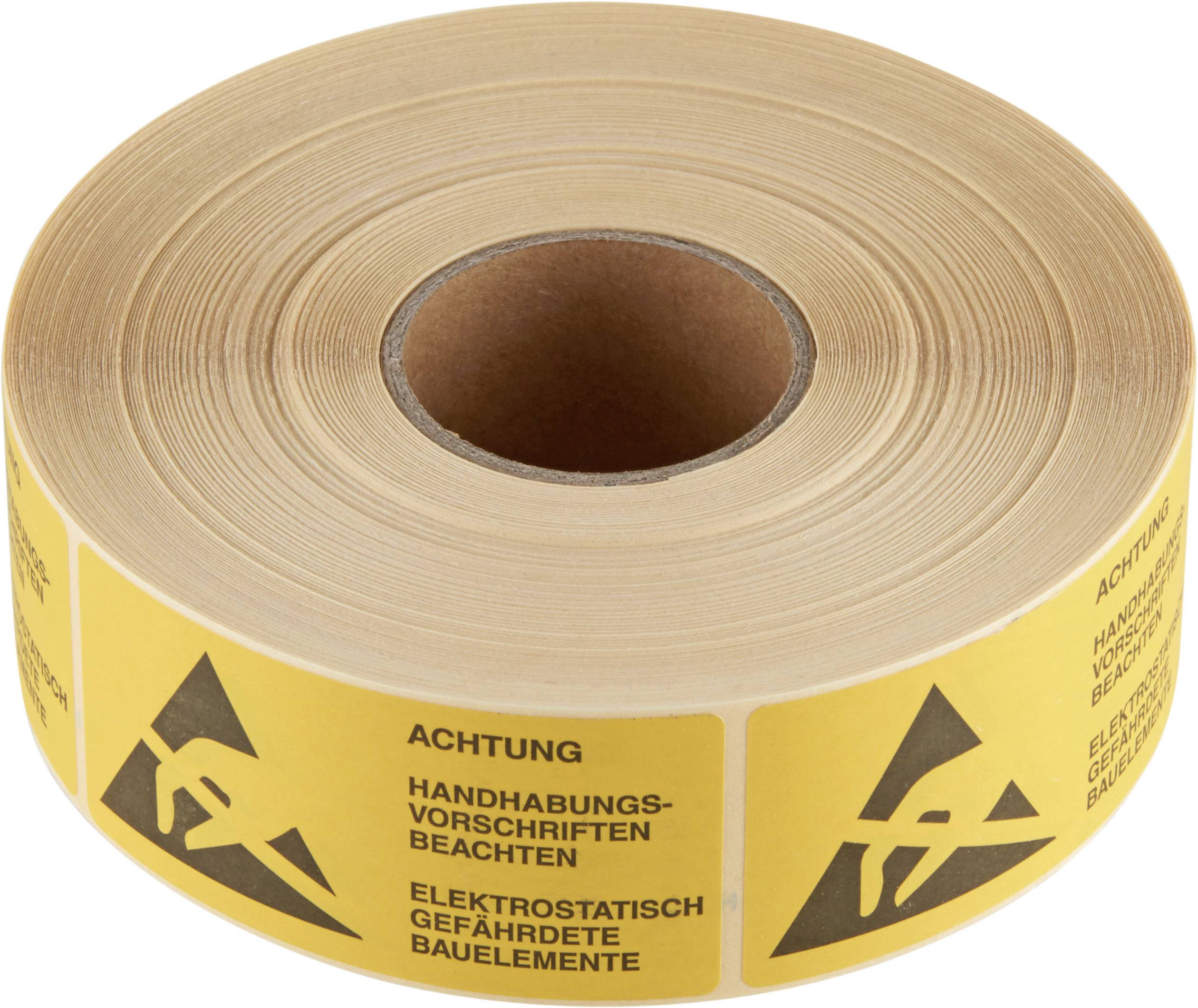 Panneau d'avertissement antistatique (ESD) Wolfgang Warmbier 2850.3675.D jaune, noir (L x l) 75 mm x 36 mm autocollant 1