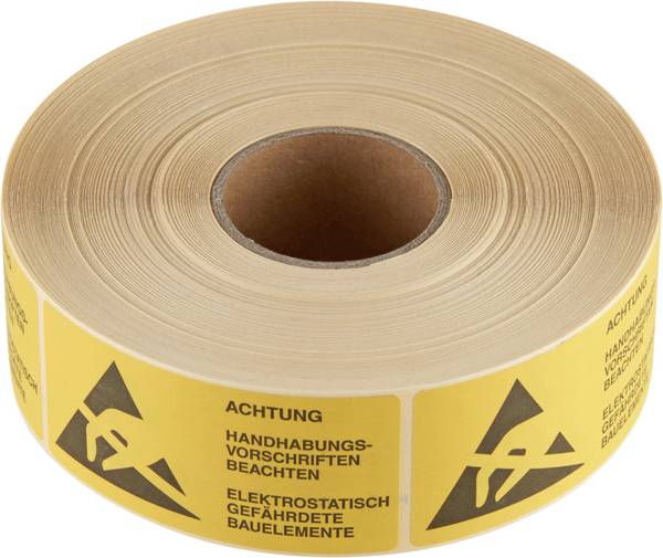 Panneau d'avertissement antistatique (ESD) Wolfgang Warmbier 2850.3675.D jaune, noir (L x l) 75 mm x 36 mm autocollant 1000 pc(s)