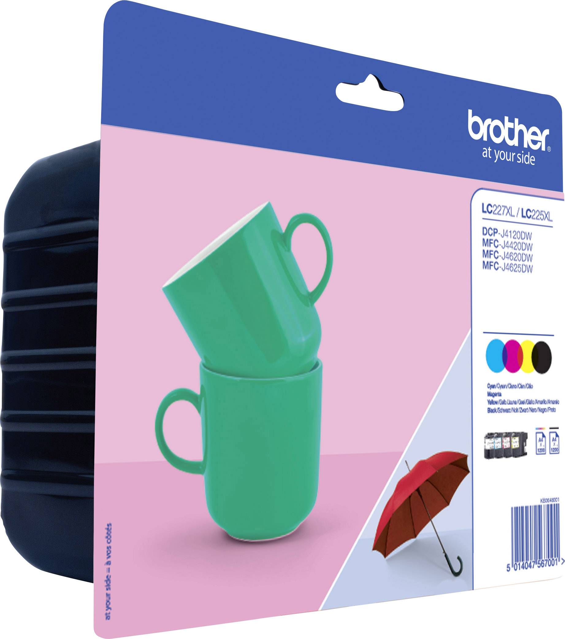 Brother Encre LC-227XL, LC-225XL d'origine pack bundle noir, cyan, magenta, jaune LC227XLVALBPDR