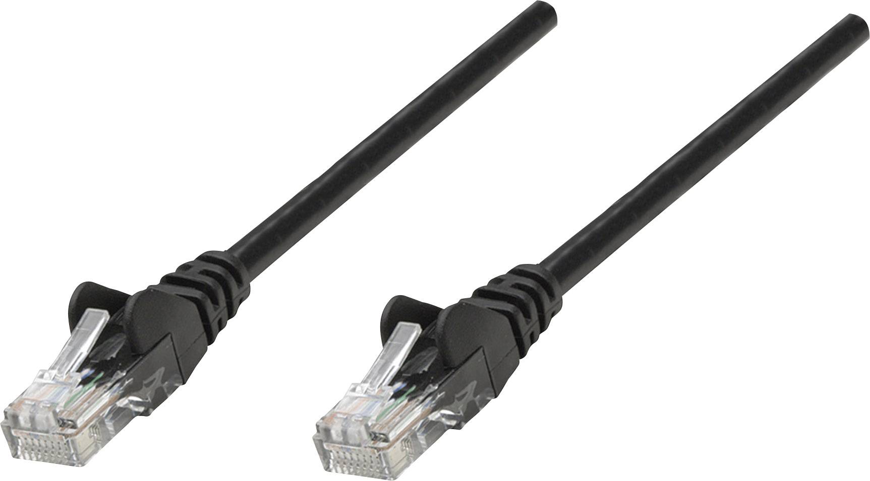 'Deux câbles Ethernet noirs avec des connecteurs RJ45, utilisés pour la connexion réseau.'