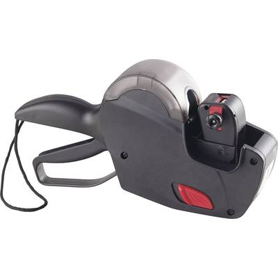 Étiqueteuse manuelle avec poignée noire et détail rouge, adaptée pour apposer des étiquettes de prix ou des étiquettes sur des produits.
