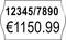Panneau portant le numéro 12345/7890 en haut et le prix de 1 150,99 EUR en bas.