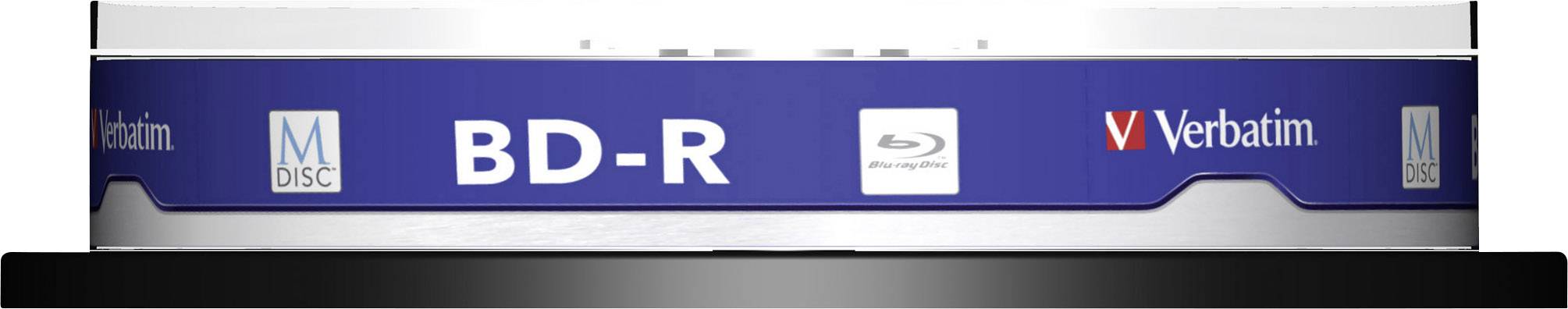 Une pile de disques BD-R de la marque Verbatim dans un emballage bleu.