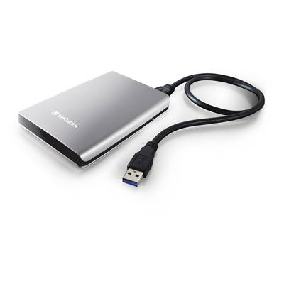 Un disque dur externe portable avec câble de connexion USB 3.0 ; boîtier argenté, nom de marque sur la surface. Idéal pour la sauvegarde et le transport de données.