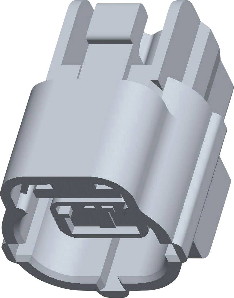 Un connecteur cylindrique gris avec deux contacts internes, adapté pour une utilisation dans des appareils électriques ou électroniques.