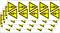 Panneaux d'avertissement jaunes avec un symbole de foudre noir, avertissant du danger électrique. Les symboles sont disposés en plusieurs rangées.